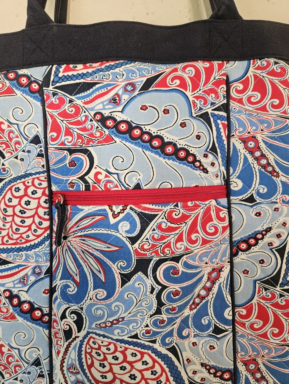 Vera Bradley Seaside Paisley Port Tote Large Quilted Cotton Travel Shoulder Bag